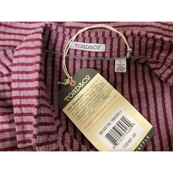 Toad & Co NEW Tyrian Purple Stripe Mixologist Tunic Size Small Pockets - Picture 4 of 4